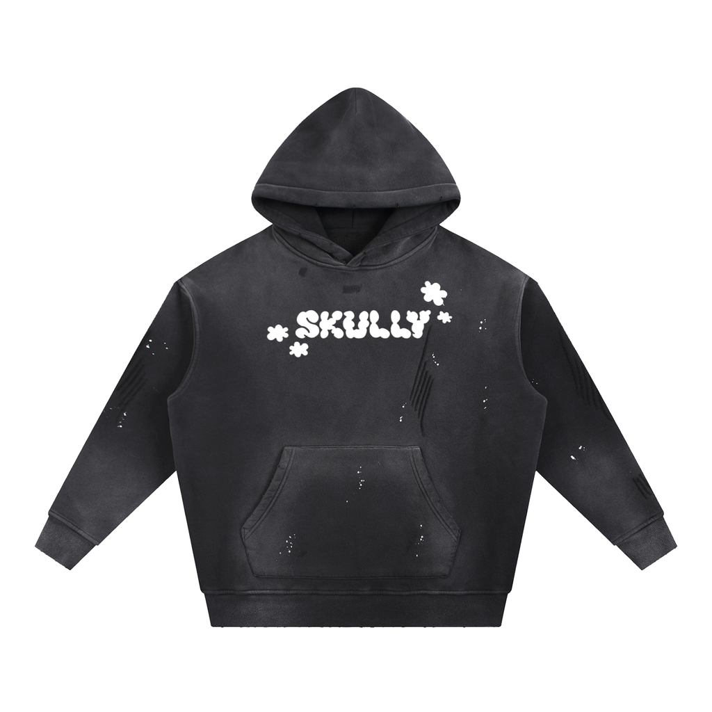 Vintage Washed Frayed Fleece Hoodie